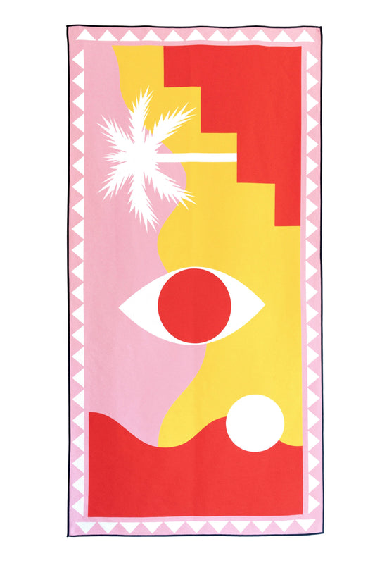 Gombocgoods Recycled material microfiber orange yellow and pink beach yoga towel